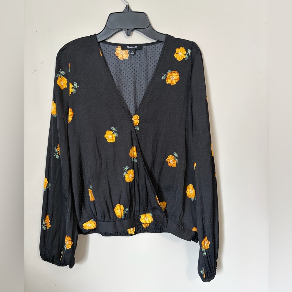 Madewell Floral Wrap Bubble Sleeve Top Size S